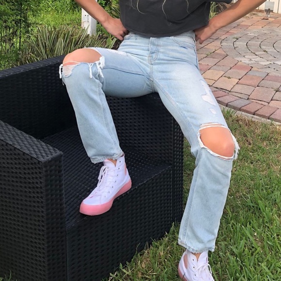 BDG High-Waisted Slim Straight Peasant Hipster Hippie Boho Street Destroyed Jean - Picture 2 of 12